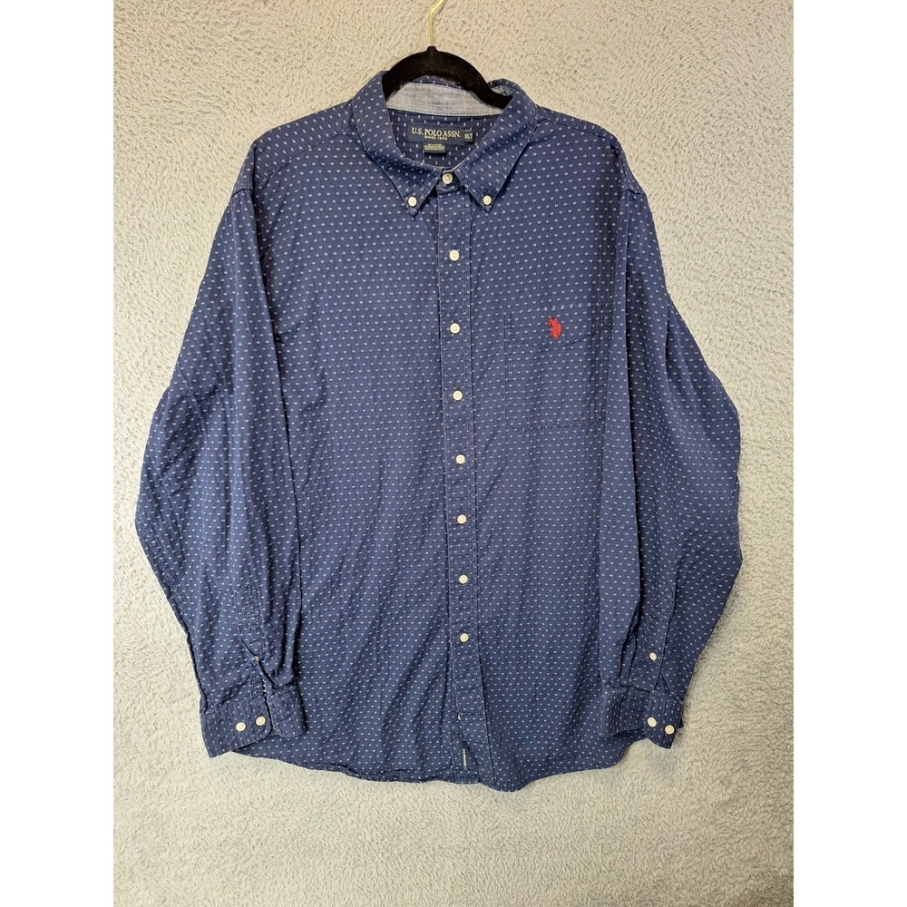US Polo Assn. Casual Shirt Mens XLT Navy Blue Classic Fit Collared Button Down